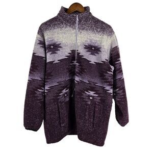 Cabelas Women's Size Medium Purple White Fleece Zip Jacket
